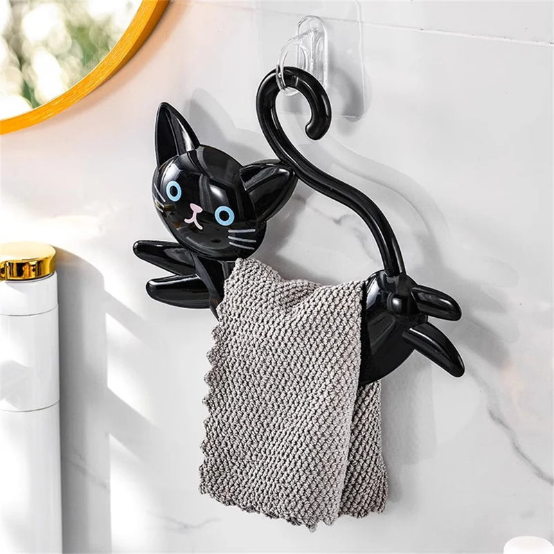 Porta-Toalhas de Banheiro Fofo em Forma de Gato – Suporte para Toalhas Infantil/Decorativo
