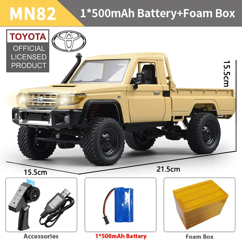 Caminhonete RC 4x4 Escala 1:12 ZWN MN82 PRO – Faróis Controláveis, 2.4G, Off-Road Potente, Brinquedo de Aventura para Crianças