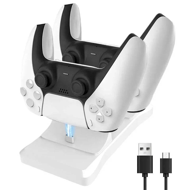 Base Carregadora Dupla GAMINJA para Controles PS5 – Estação com Carregamento Rápido e Fonte de Alimentação 5V 1.2A