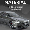 Carro Modelo 1:24 Nissan GTR R34 – Diecast com Som, Luz e Portas Abríveis