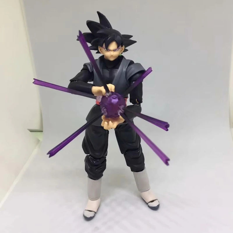 Dragon Ball Z Action Figure Black Goku Super Saiyan Rose 14cm com Acessórios – Modelo Anime Colecionável DBZ