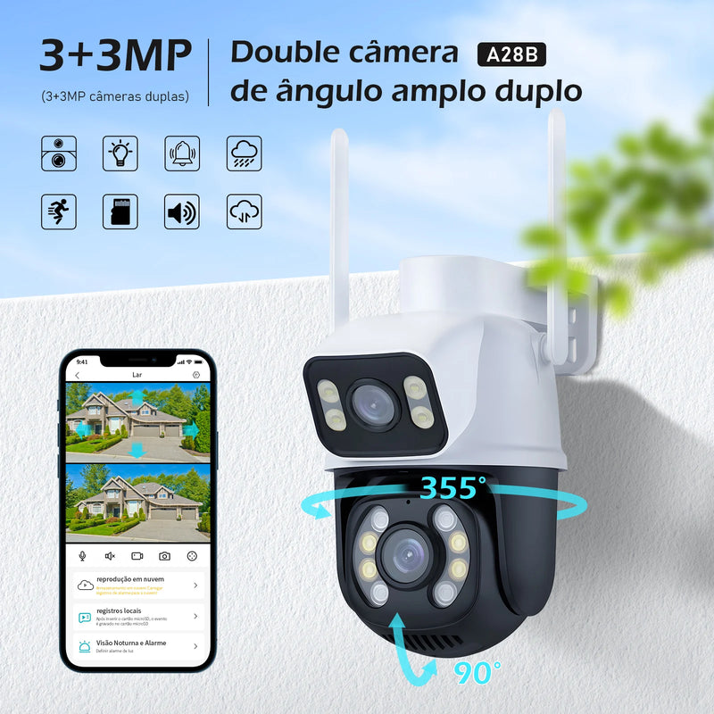 Câmera de Segurança Wi-Fi Externa 3MP HD à Prova d’Água – Monitoramento Remoto com Visão Noturna e Conexão Sem Fio via App ICSEE