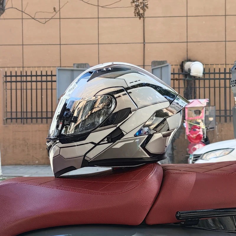 Capacete Modular Flip-Up para Moto – Full Face com Dupla Viseira, Alta Qualidade e Certificação DOT