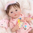 Boneca Reborn Realista 48cm – Olhos Azuis, Corpo de Silicone que Pode Ir ao Banho | Envio Rápido do Brasil