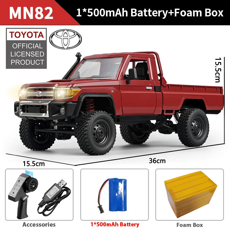 Caminhonete RC 4x4 Escala 1:12 ZWN MN82 PRO – Faróis Controláveis, 2.4G, Off-Road Potente, Brinquedo de Aventura para Crianças
