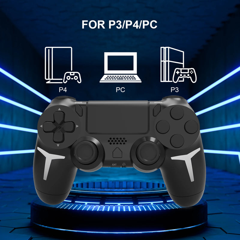 Controle Gamer Sem Fio GAMINJA – Compatível com PS4, PS3 e PC, com Giroscópio de 6 Eixos, Vibração Dupla e Touchpad Integrado via Bluetooth