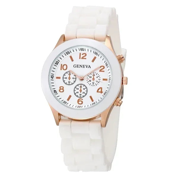 Relógio Feminino de Luxo 2025 – Moda Elegante, Pulseira de Silicone, Quartz Preciso, Estilo Moderno e Confortável