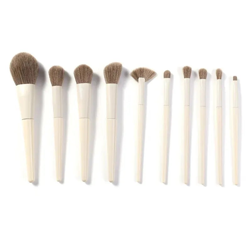 Kit 10 Pincéis de Maquiagem Profissional – Completo para Rosto, Olhos e Lábios