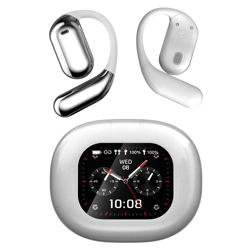 Fones Tradutores AI Bluetooth 5.4 – Tradução em Tempo Real, Touch Screen, À Prova d’Água, Open-Ear