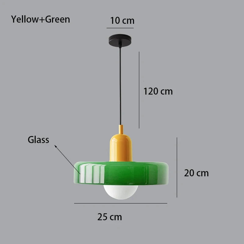 Lustre Estilo Bauhaus em Vidro Nórdico – Iluminação Retrô Elegante para Sala de Jantar, Sala de Estar, Quarto, Bar e Cafeteria