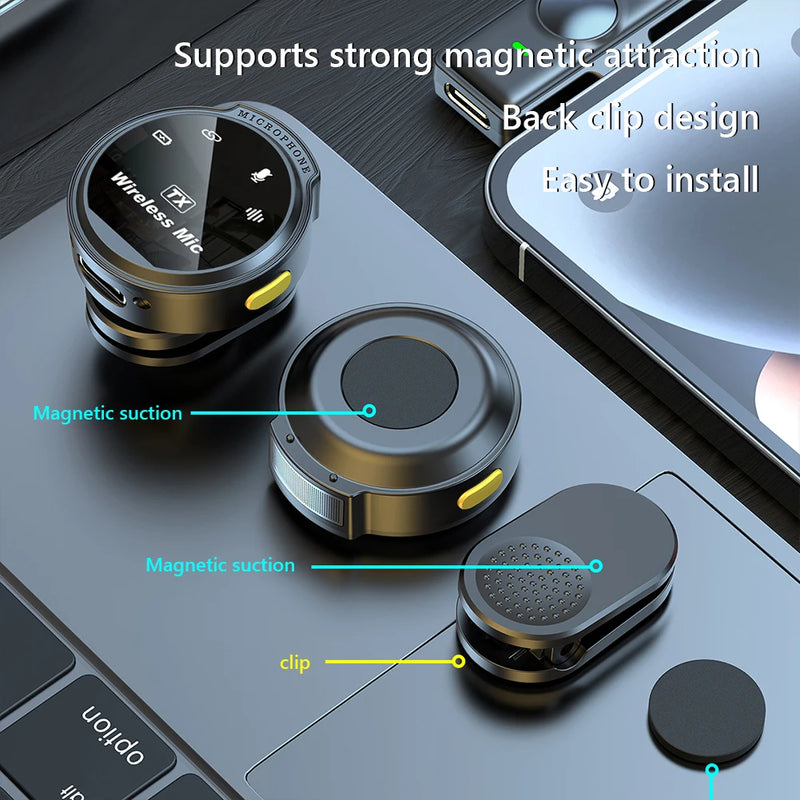 Microfone de Lapela Sem Fio com Cancelamento de Ruído – Compatível com USB-C e iOS, Alcance de até 50m para Celulares, Câmeras e PCs