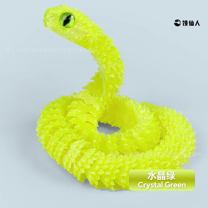 Cobra Articulada 3D Impressa – Brinquedo Sensorial Realista com Juntas Móveis, Modelo de Simulação Animal para Crianças e Adultos