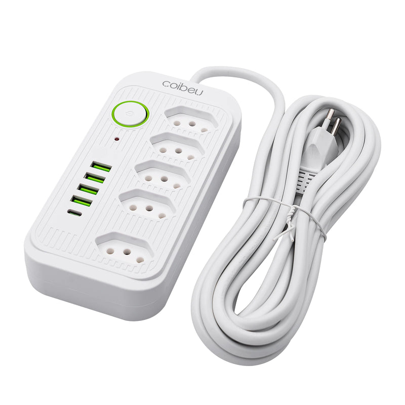 Filtro de Linha com Extensão e Entradas USB – 10A, 100–220V | Tomada com Proteção e Plugue Padrão Brasileiro