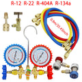 Kit Manômetro para Refrigeração e Ar Condicionado – Compatível com R-12, R-22, R-404A, R-134a | Com Mangueiras, Acopladores Ajustáveis e Adaptador para Recarga
