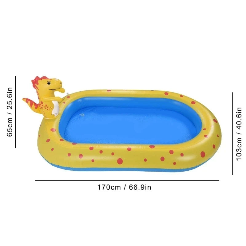 Piscina Inflável Infantil com Spray de Água - Diversão Refrescante com Dinossauros!