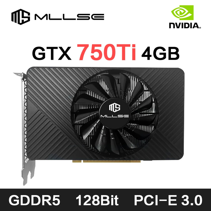 Placa de Vídeo MLLSE GTX 750Ti 4GB GDDR5 – 128 Bits, PCI-E 3.0 | GPU GeForce com HDMI, DVI e VGA para PC Gamer