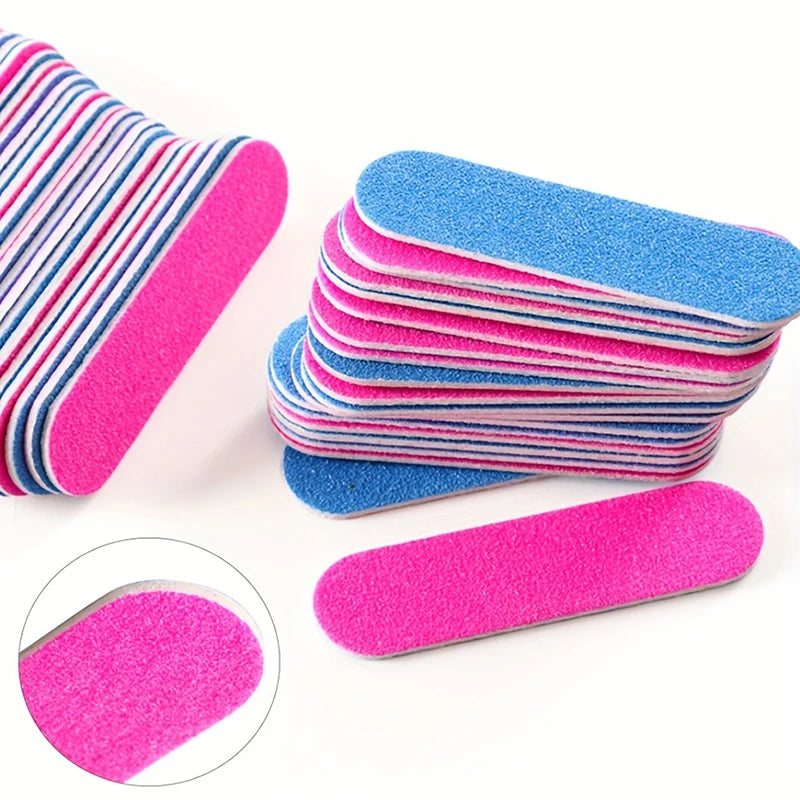 Kit com 50/100 Mini Lixas de Unha Dupla Face – Blocos Polidores para Manicure e Pedicure com Gel | Uso Profissional e Doméstico