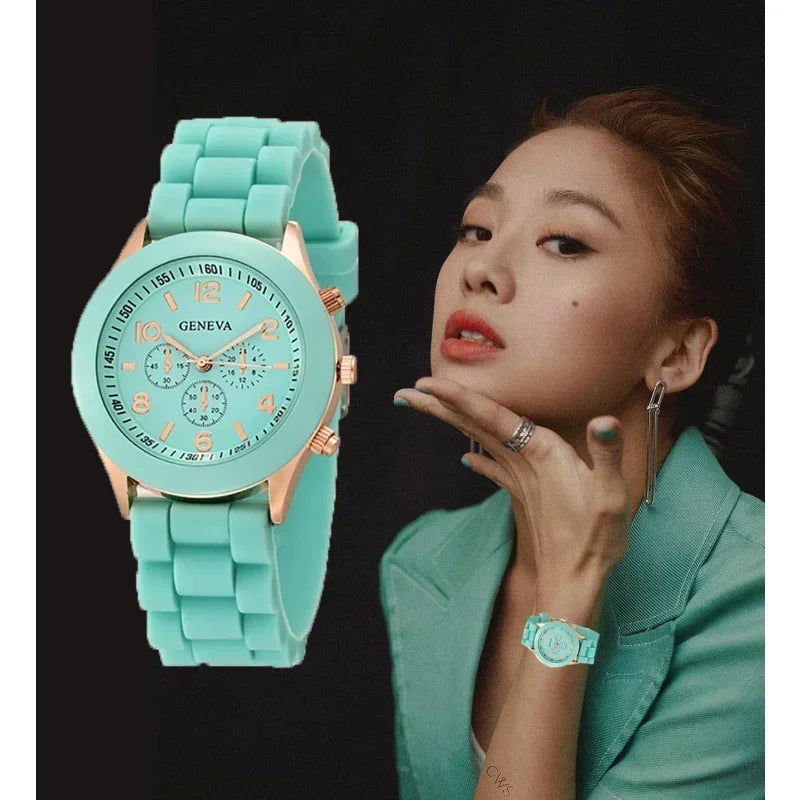 Relógio Feminino de Luxo 2025 – Moda Elegante, Pulseira de Silicone, Quartz Preciso, Estilo Moderno e Confortável