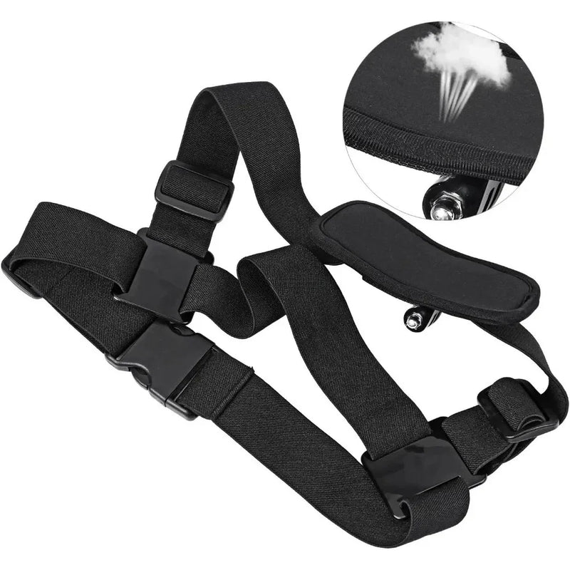 Suporte de Ombro 360° Wrumava para GoPro Hero 3 a 13, Insta360, Xiaomi Yi – Alça Ajustável Ergonômica Preta