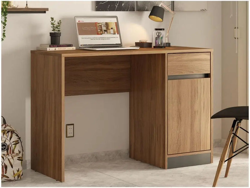Mesa de Escritório Demóbile com 1 Gaveta e 1 Porta – Design Funcional e Compacto