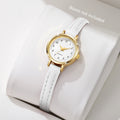 Relógio Feminino Elegante – Mostrador Romano Pequeno, Pulseira de Couro, Estilo Clássico e Sofisticado