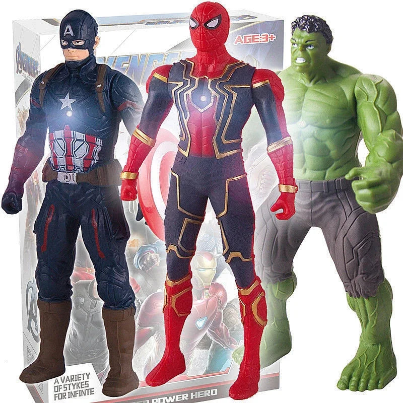 Boneco Articulado 17cm Marvel com Luz – Heróis: Capitão, Homem de Ferro e Aranha | Brinquedo Infantil e Colecionável
