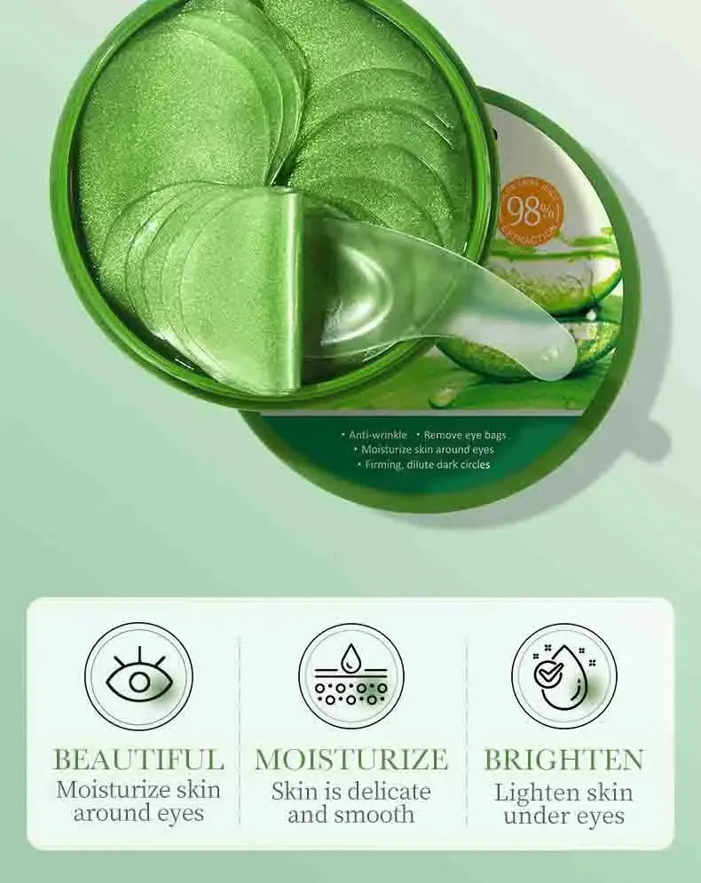 60 Unidades de Máscara para Olhos com Colágeno e Aloe Vera – Antiolheiras, Redução de Bolsas, Hidratação e Antirrugas