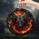 2 Peças de Arte de Parede 2D – Dragão Negro e Chamas (8 Polegadas)