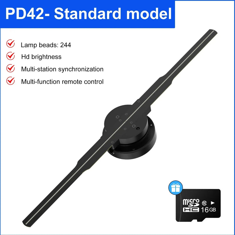 Projetor Holográfico 3D de 42cm com Wi-Fi – Ventilador LED Rotativo com Controle Remoto, Exibição de Vídeos, Logotipos e Ícones Personalizados