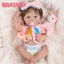 Boneca Reborn Realista 48cm – Olhos Azuis, Corpo de Silicone que Pode Ir ao Banho | Envio Rápido do Brasil