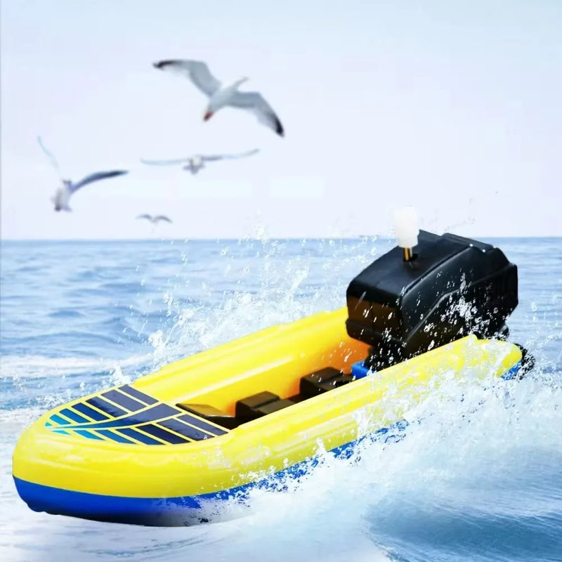 Barco de Brinquedo Mecânico – Speed Boat Clássico com Mola para Banho e Piscina
