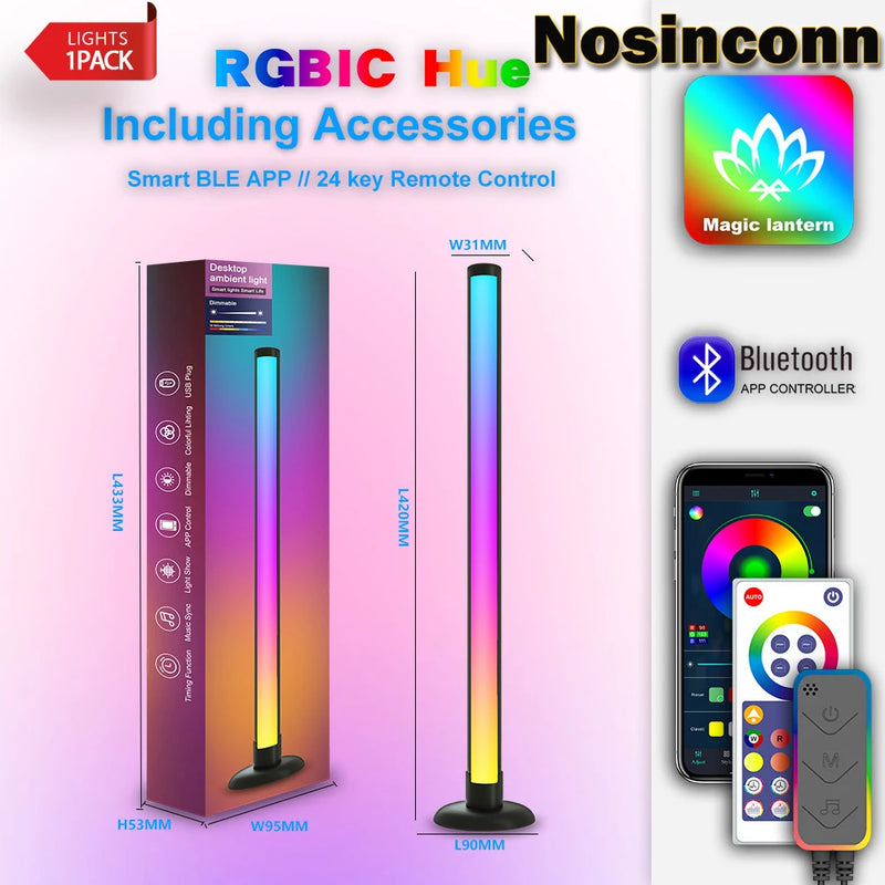 Kit 1 ou 2 Barras de Luz LED RGB para TV – Sincroniza com Música, Controle por App, Remoto ou Botão | Ideal para TV, PC e Setup Gamer