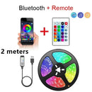 Fita LED RGB 5050 Inteligente – Controle via APP Bluetooth e Controle Remoto, USB 5V, Flexível para Decoração de Quartos e Natal