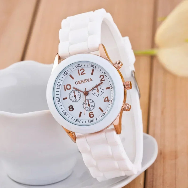 Relógio Feminino de Luxo 2025 – Moda Elegante, Pulseira de Silicone, Quartz Preciso, Estilo Moderno e Confortável