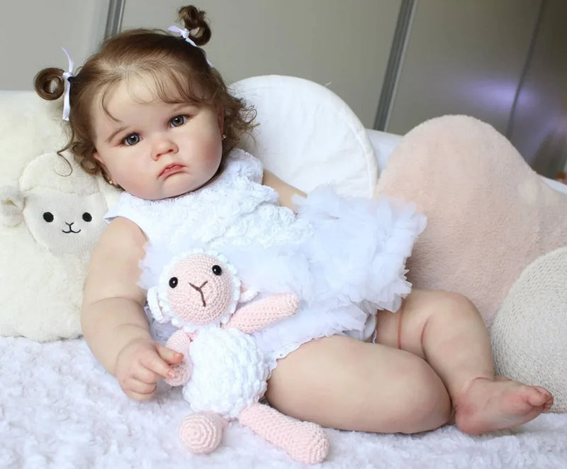Boneca Reborn Realista 60cm BZDOLL – Silicone Macio, Pintura 3D e Veias Visíveis, Feita à Mão – Presente de Aniversário para Menina