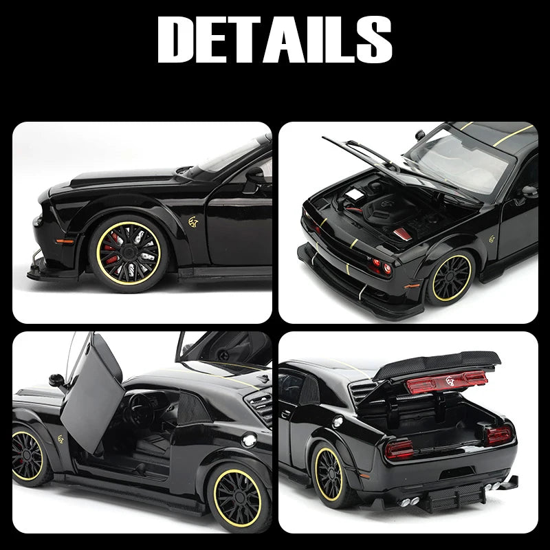 1:32 Dodge Challenger SRT Hellcat Redeye – Miniatura Esportiva em Liga Metálica com Som e Luz | Colecionável de Luxo