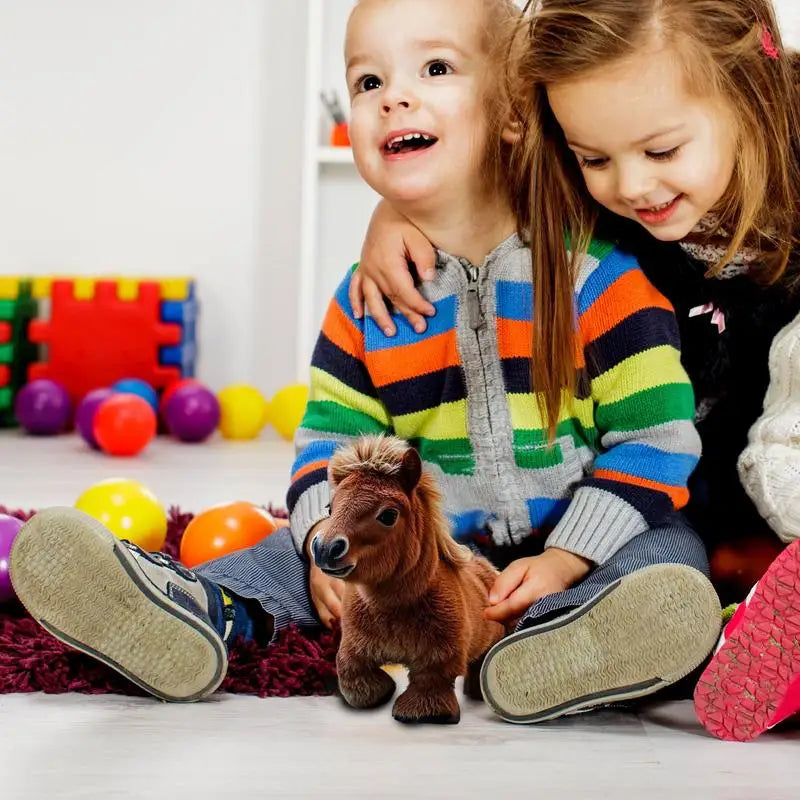 Cavalo de Pelúcia Realista – Pônei Robô Interativo, Brinquedo Educativo Eletrônico e Macio