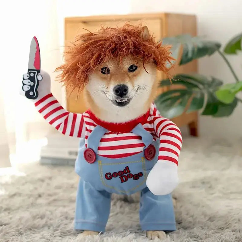 Fantasia de Halloween Chucky para Cachorros – Macacão Engraçado de Filme de Terror