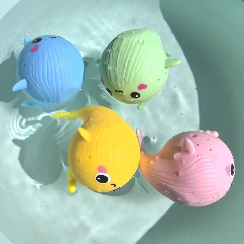 Brinquedo de Banho Infantil Baleia Espremível – Esponja Absorvente de Água | Alívio de Estresse | Brinquedo de Verão para Piscina