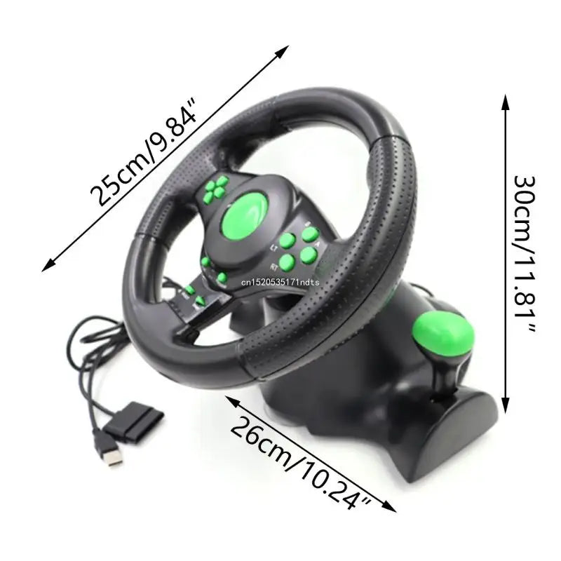 4 em 1 Volante Gamer com Pedais – Rotação 180° com Vibração, USB, Compatível com XB360