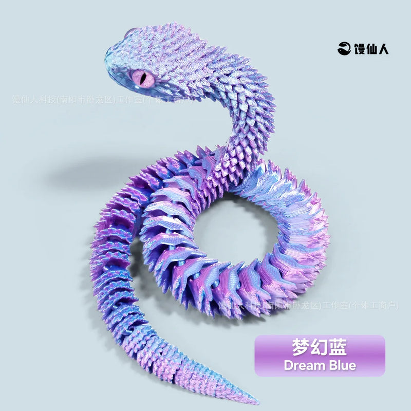Cobra Articulada 3D Impressa – Brinquedo Sensorial Realista com Juntas Móveis, Modelo de Simulação Animal para Crianças e Adultos