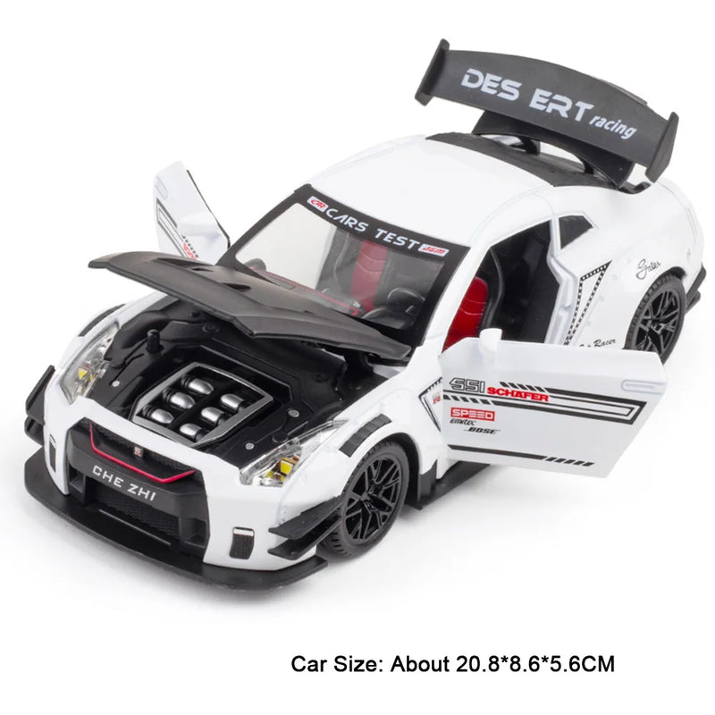 Carro Modelo 1:24 Nissan GTR R34 – Diecast com Som, Luz e Portas Abríveis