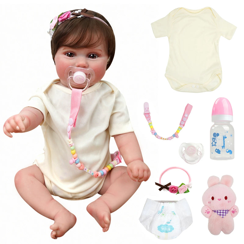 Boneca Reborn Realista BRASTOY – Menina 48cm | Corpo Inteiro em Silicone, Pintada à Mão