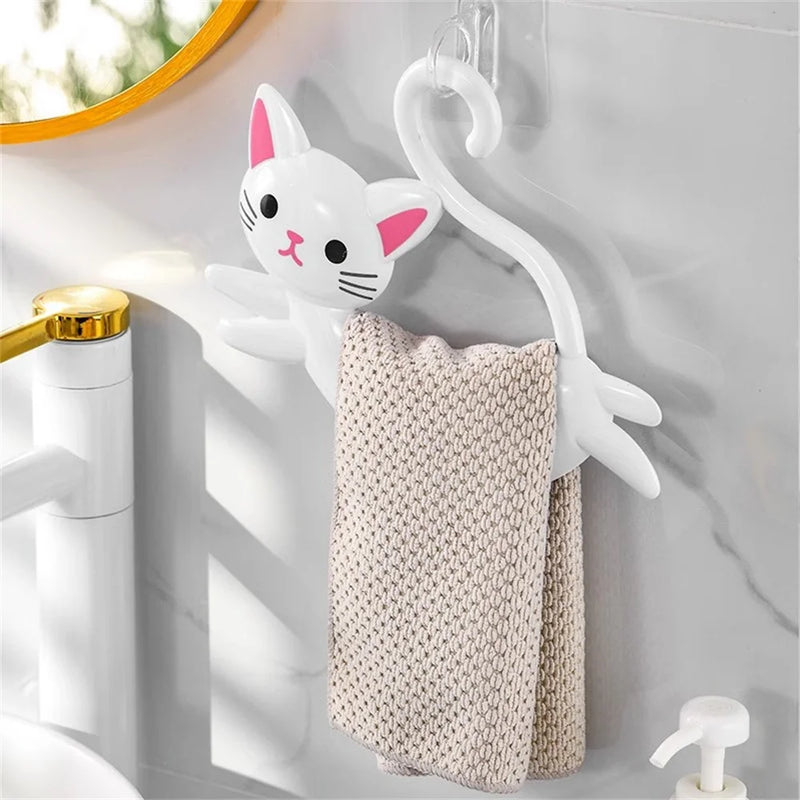 Porta-Toalhas de Banheiro Fofo em Forma de Gato – Suporte para Toalhas Infantil/Decorativo
