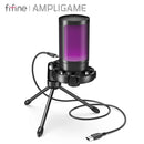 Microfone Gamer USB FIFINE AmpliGame A2 – Condensador com Iluminação RGB, Mudo por Toque, Tripé Incluso – Compatível com PC, PS4/PS5 e Notebook