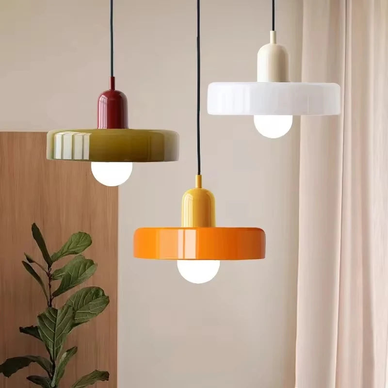 Lustre Estilo Bauhaus em Vidro Nórdico – Iluminação Retrô Elegante para Sala de Jantar, Sala de Estar, Quarto, Bar e Cafeteria
