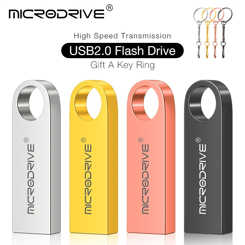 Pen Drive Metálico USB 2.0 à Prova d’Água – Alta Velocidade, 128GB, com Opção de Gravação de Logotipo Personalizado