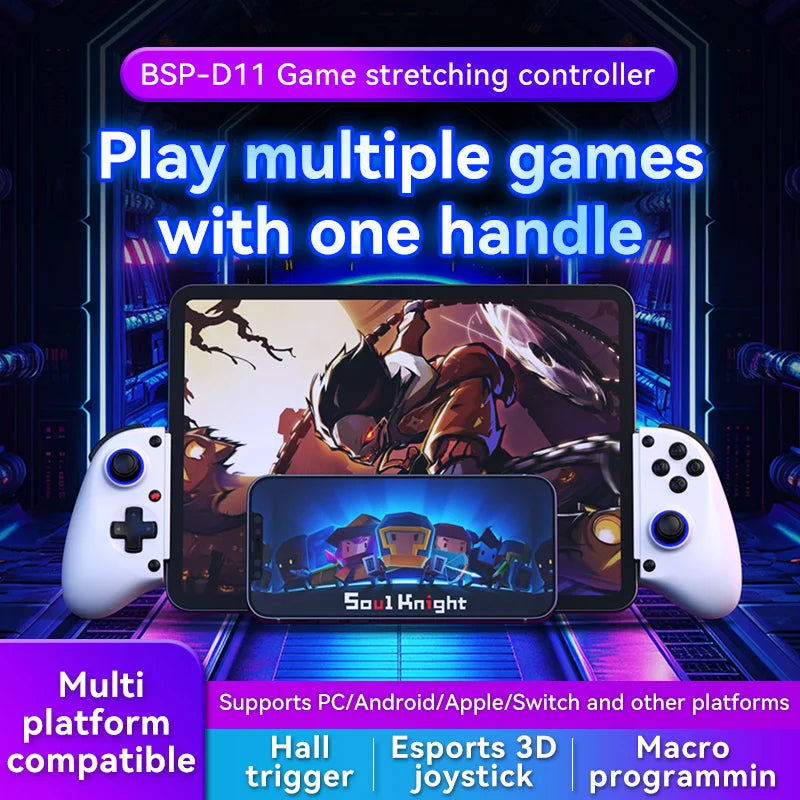 Controle Gamepad BSP-D11 Wireless com Extensão – Compatível com SWITCH, Android, iOS, PS3, PS4, XBOX e Tablets