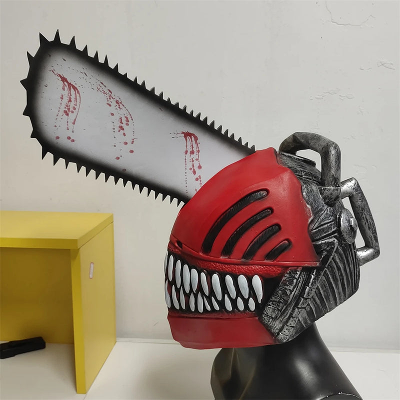 Máscara Chainsaw Man para Adulto – Capacete de Látex para Cosplay, Halloween e Fantasia Anime