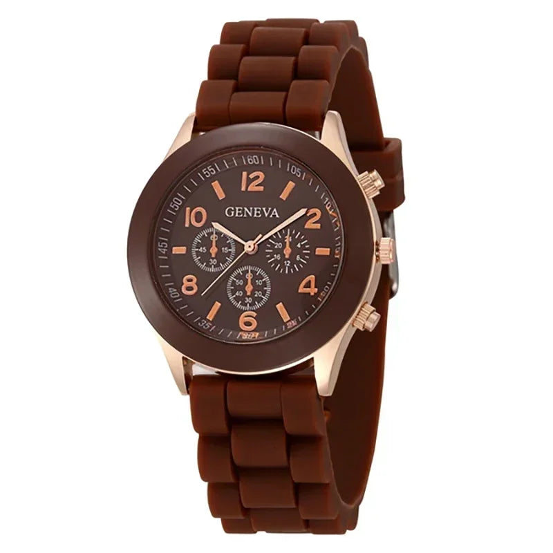 Relógio Feminino de Luxo 2025 – Moda Elegante, Pulseira de Silicone, Quartz Preciso, Estilo Moderno e Confortável